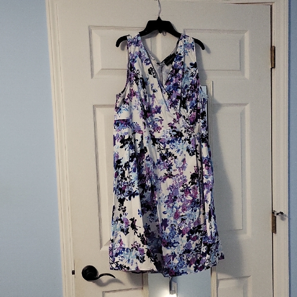 Lane Bryant Floral Midi Dress - White and Purple